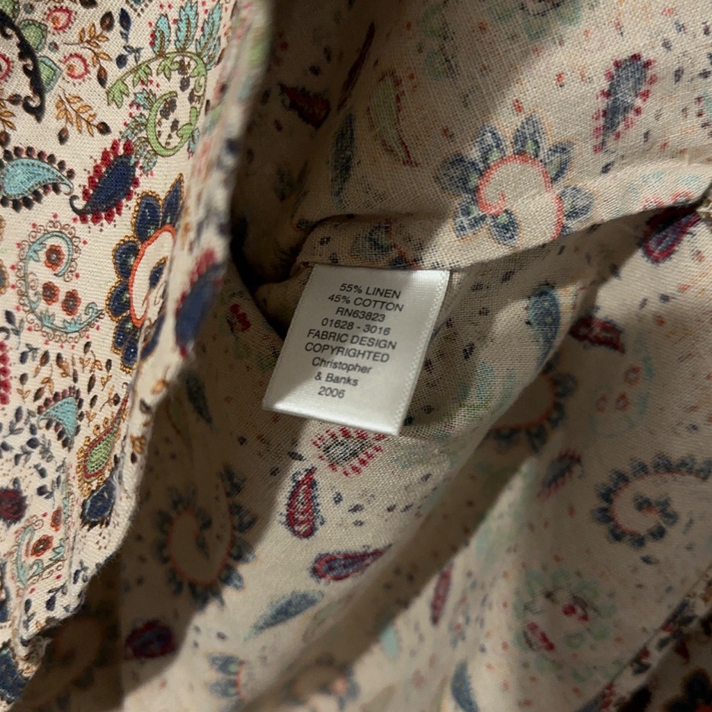 Nwt Christopher & Banks Linen Bld Top Womens Size Xl Button Up Paisley Autumn — image 5 of 6